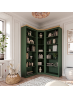 Kit com 3 estantes para canto em Madeira Maciça com 3 peças– Na cor verde com cera| Coleção Biblioteca